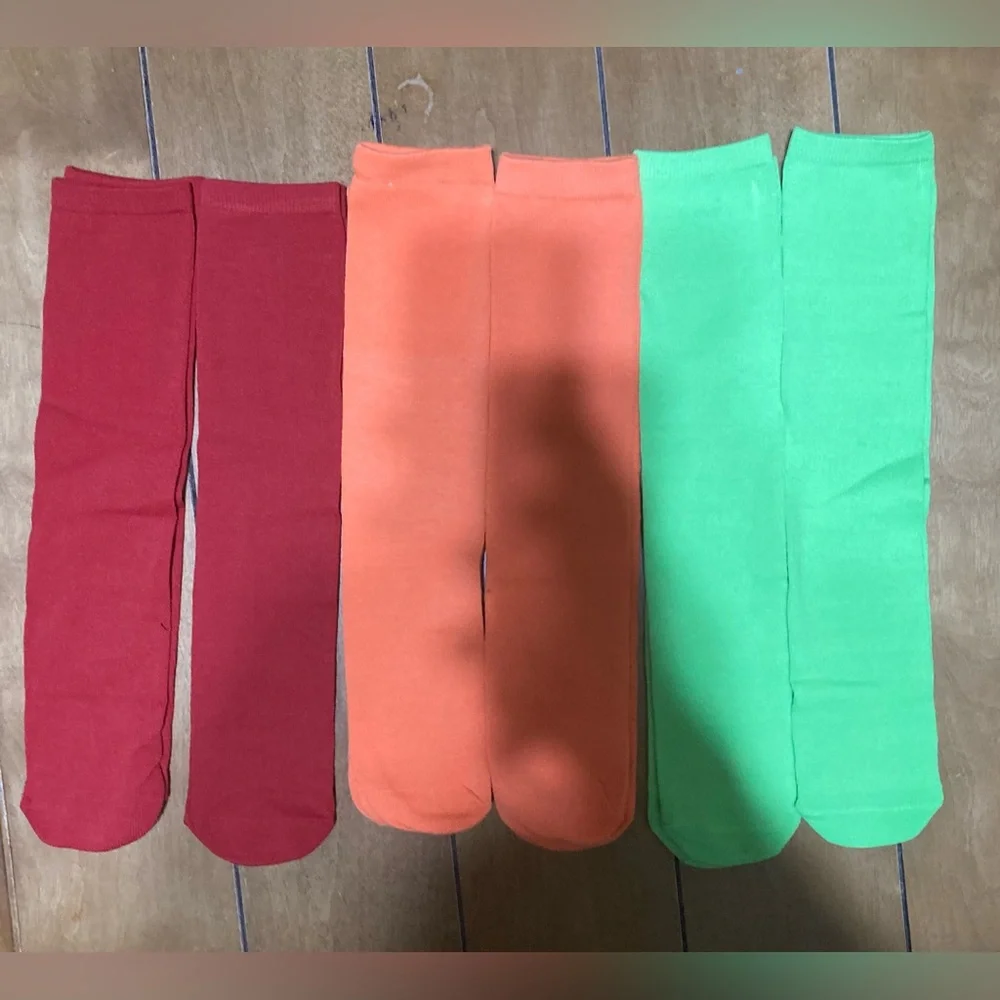 NWT American Trends Kids Size Large Neon Orange, Green and Red Socks (6 Pair)